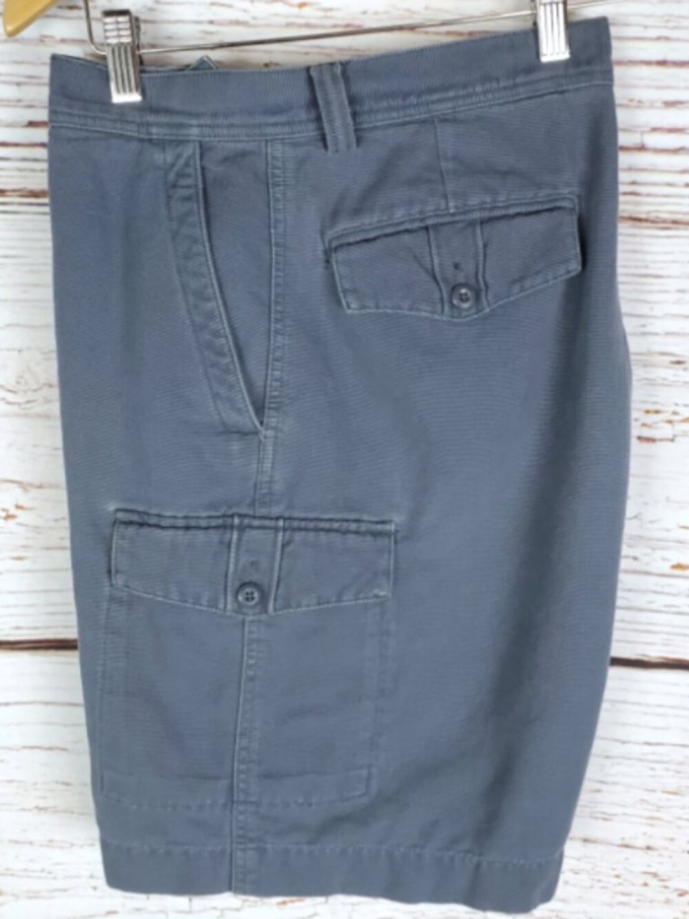 Eddie Bauer Button Fly Cargo Shorts‎ Men's Size 32 Gray 100% Cotton